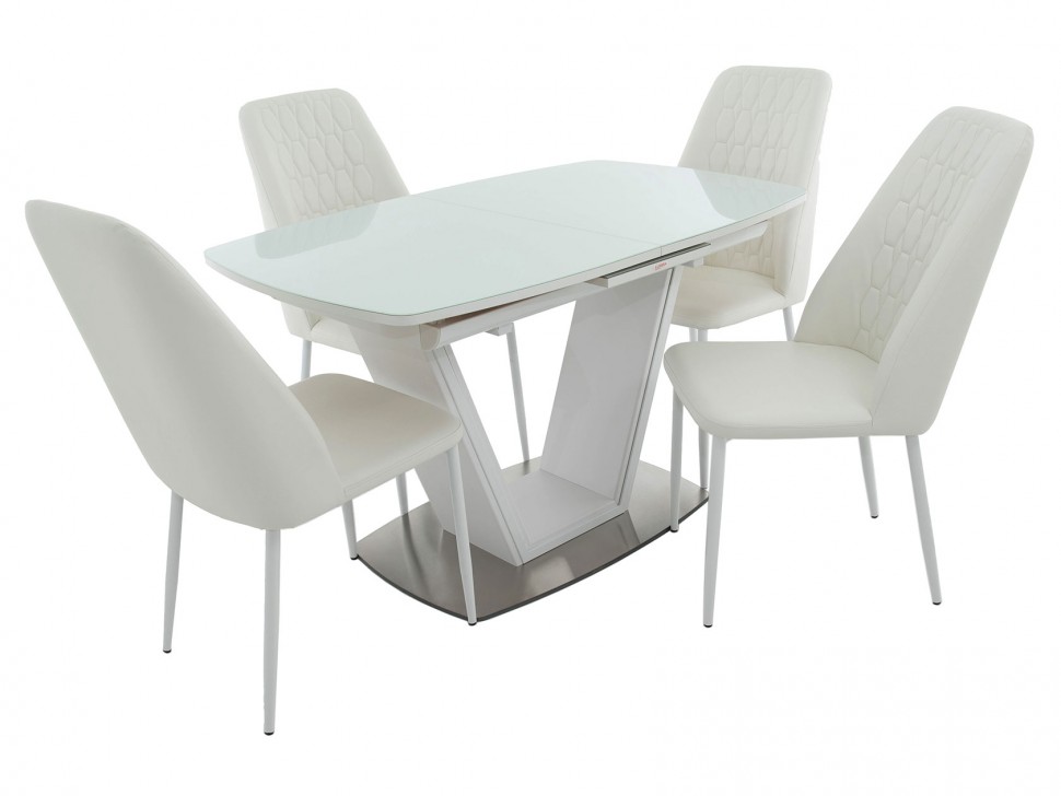 Обеденная группа Стол Севилья ПМ стекло OPTIWHITE 1300(1515)*800 + Стул Марсала