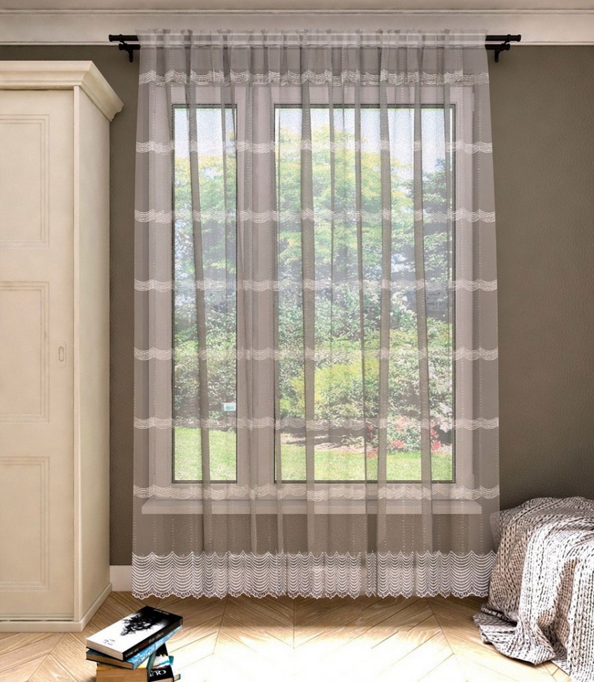 Тюль Сетка Вышивка белый