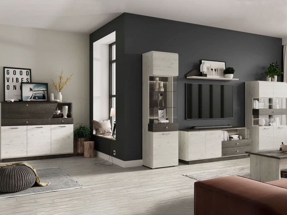 ТВ-тумба Сканди 2 дв 2 ящ стекло