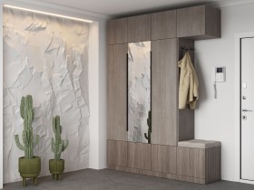 Прихожая Кантри с антресолями и зеркалом