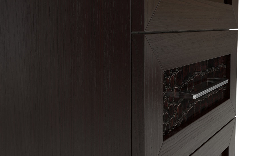 Узкий шкаф-витрина с ящиком Шкаф 450 со стеклом Парма Люкс