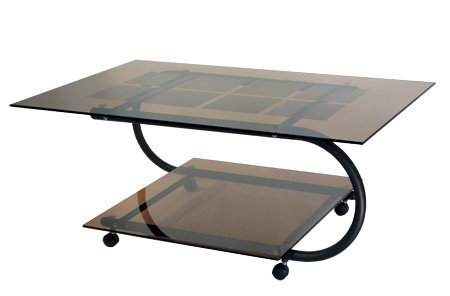 Стеклянный журнальный стол на колесиках Дуэт-10